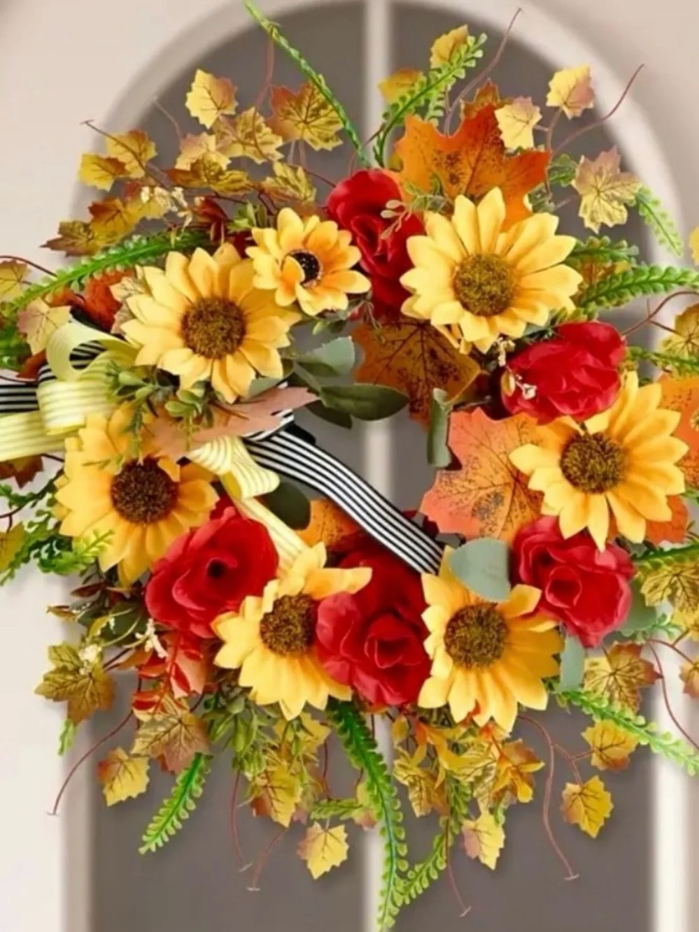 Home Accents Sunflower & Red Rose Fall Wreath